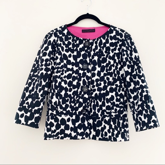 Sandro Ferrone Black White Crop Jacket Blazer 8 - Picture 1 of 6